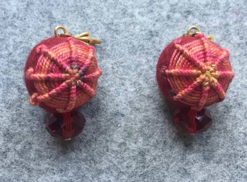 Filzohrringe "Rote Sonne"